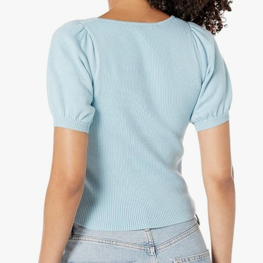 NWT WOMENS FRENCH CONNECTION Square Neck Puff Sleeve Pullover Sweater - Picture 2 of 5